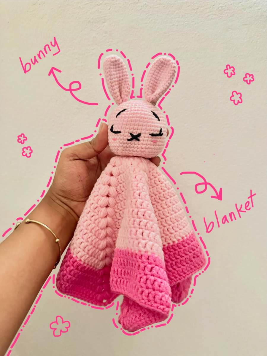 Crochet bunny security blanket